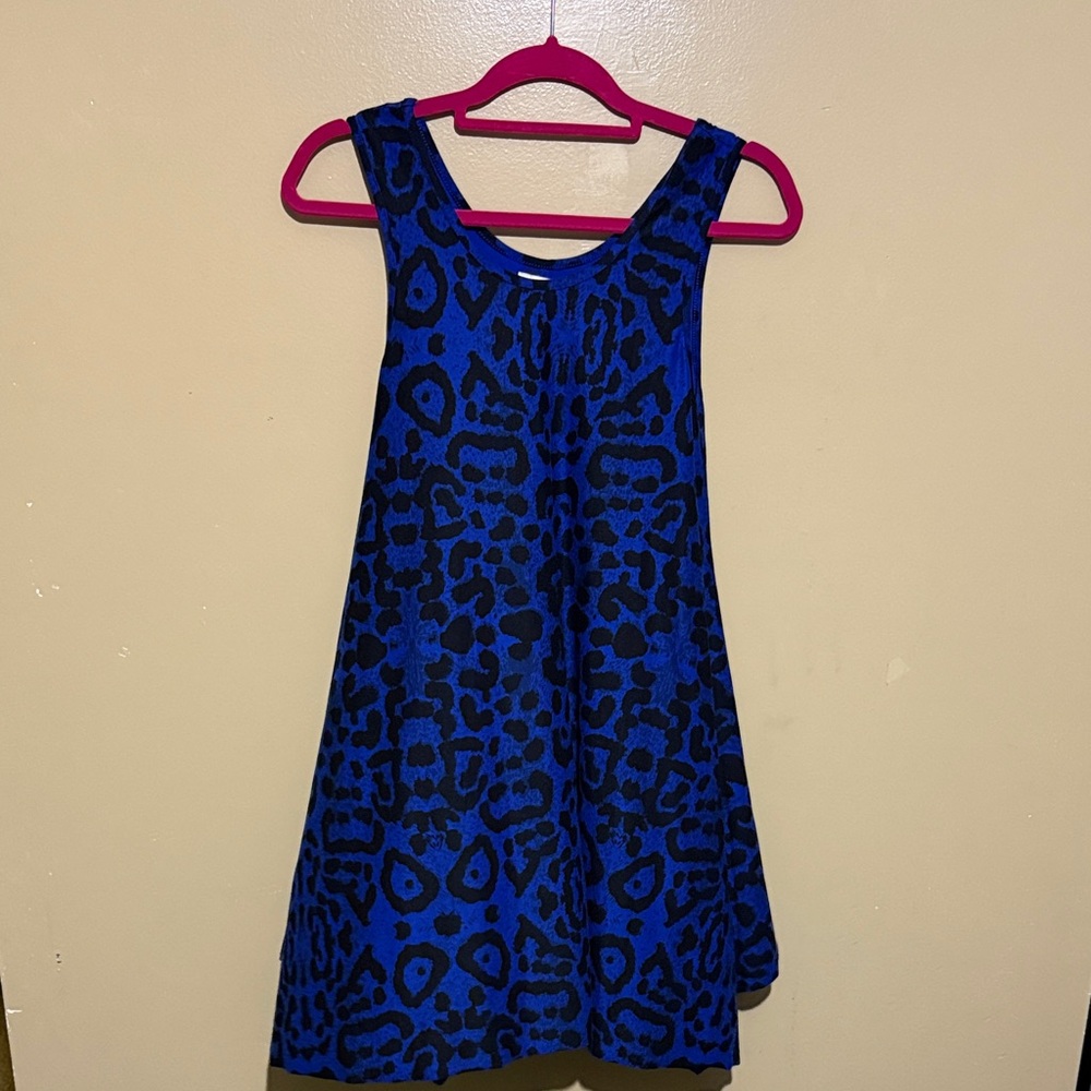 Glamorous Blue and Black Patterned Dress